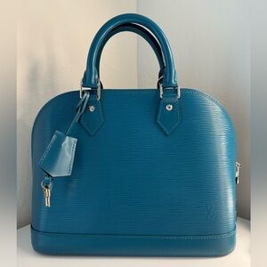 LOUIS VUITTON Alma Handbag Epi Leather PM Teal